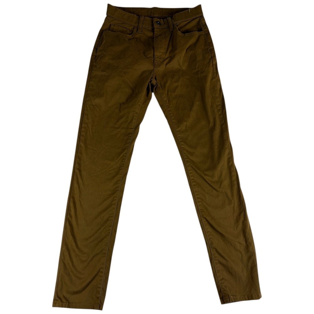 Uniqlo Pants Mens Small Brown Cotton Stretch Slim Fit Casual Wear Drawstring‎